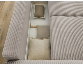 Светлосиво-бежов разтегателен диван от рипсено кадифе 257 cm Lucien – Bobochic Paris