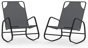 318141 vidaXL Люлеещи се шезлонги, 2 бр, сиви, стомана и textilene