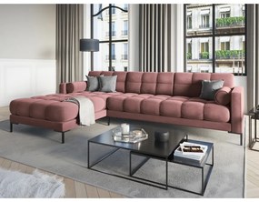 Розов ъглов диван от кадифе , ляв ъгъл Bali - Cosmopolitan Design