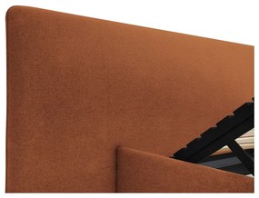 Тапицирано двойно легло с място за съхранение и решетка 140x200 cm в тухлен цвят Walter - Milo Casa