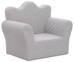 357041 vidaXL Детско диванче, светлосиво, мек плюш