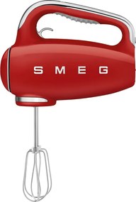 Ръчен миксер SMEG 50's Style HMF01RDEU, 250W, 9 скорости, Турбо, Скрит LED дисплей, Таймер, Аксесоари, Червен