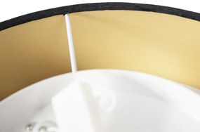 Модерна таванна лампа черна 40 см със златен интериор - Drum