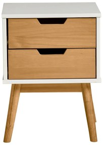 Нощно шкафче в бяло и кафяво, изработено от масивна борова дървесина Baku - Marckeric