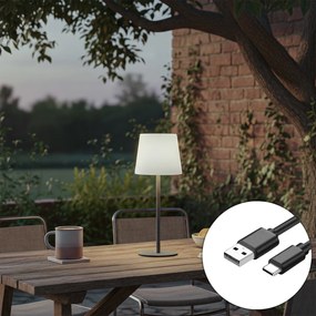 Настолна лампа сива акумулаторна с LED и димер IP54 - Jude