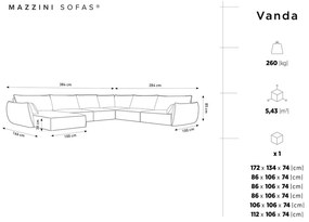 Тъмносин ъглов диван (десен ъгъл) Vanda - Mazzini Sofas