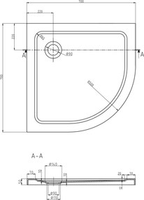 Mexen Flat душ кабина полукръгла, тънка 70 x 70 см, бяла, сифон хром - 41107070