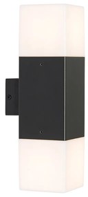 Външна стенна лампа черна с опалов абажур 2-светлина IP44 - Denmark