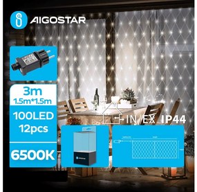 Aigostar- LED Екстериорни коледни лампички 100xLED/8 функции 4,5x1,5 м IP44 студено бял