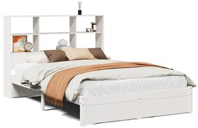 3322398 vidaXL Легло с етажерка за книги, без матрак, 160x200 см, бор масив