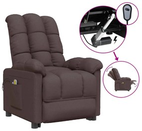 3073763 vidaXL Електрически масажен стол, тъмнокафяв, текстил