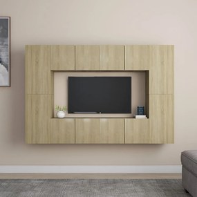 3078983 vidaXL Комплект ТВ шкафове от 8 части, дъб сонома, инженерно дърво