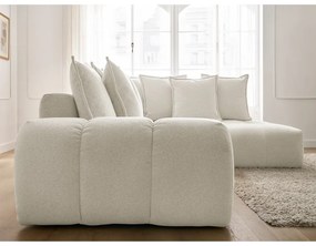 Бял шенилов сгъваем/с място за съхранение ъглов диван (десен ъгъл/L форма) Everest – Bobochic Paris