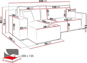 Ъглов диван Karl II-Кафяв