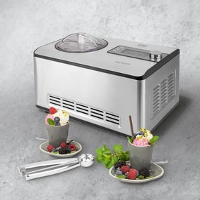 Машина за сладолед и йогурт Caso IceCreamer 3298, 180W, 2 л, 4 програми, LED, Без предварително охлаждане, Компресор, Инокс