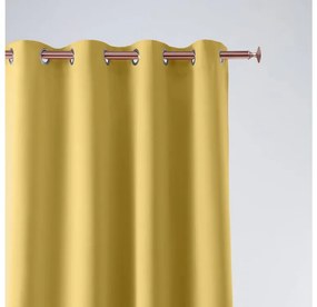Жълта едноцветна завеса с капси 140 х 280 см