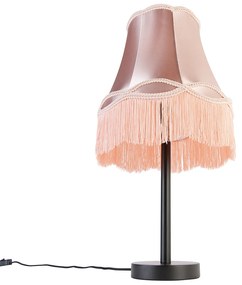 Класическа настолна лампа черна с розов абажур 30 см - Simplo