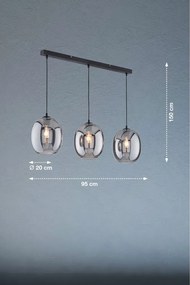 Черно висящо осветително тяло със стъклен абажур Nayla – Fischer &amp; Honsel