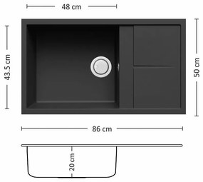 Leks UNICO PLUS BB 86.1 SI Композитна мивка за вграждане