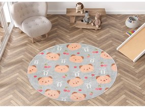 Сиво-кафяв детски килим подходящ за пране ø100 cm Cute Teddies – Vitaus