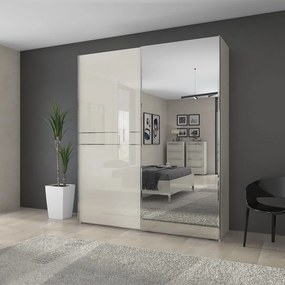 Гардероб с плъзгащи врати Realm 180 с огледало-бежов