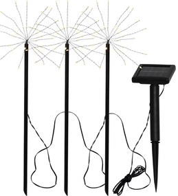 Комплект от 3 външни слънчеви LED светлини Фойерверк, височина 40 см Firework - Star Trading