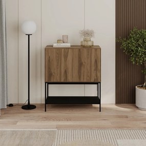 Черно-естествено шкафче от декор от дъб 80x90x40 cm Amira – Marckeric