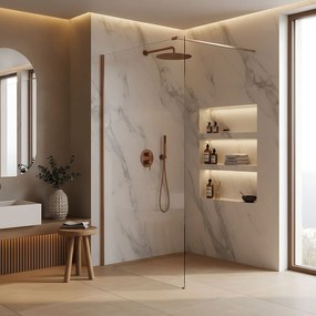 Параван за душ Rea Flexi Transparent / Brush Copper 80