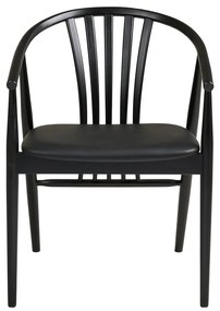 Черен трапезен стол с подлакътници от масивен бук Agustin – House Nordic