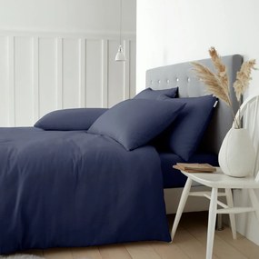 Тъмносиньо памучно спално бельо за единично легло 135x200 cm - Catherine Lansfield