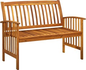 312133 vidaXL Градинска пейка с възглавница, 119 см, акация масив