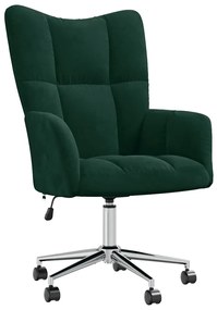 328163 vidaXL Релакс стол, тъмнозелен, кадифе