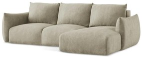 Бежов шенилов сгъваем ъглов диван (десен ъгъл) Leila – Makamii