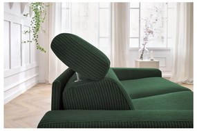 Тъмнозелен разтегателен диван от рипсено кадифе 215 cm Monaco – Bobochic Paris