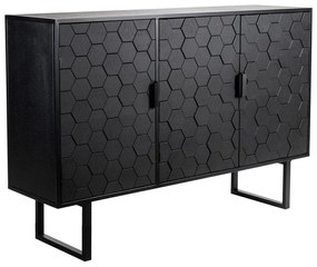 Черен нисък скрин от масивен бор 135x90 cm Linc – White Label