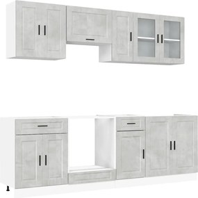 3314845 vidaXL Комплект кухненски шкафове от 8 части "Porto" - бетонно сив, инженерно дърво