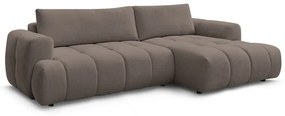 Кафяво-сив сгъваем/с място за съхранение ъглов диван (десен ъгъл) Fuji – Bobochic Paris