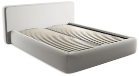 Светлосиво двойно тапицирано легло с място за съхранение и включена подматрачна рамка 160x200 cm Kiana – Makamii