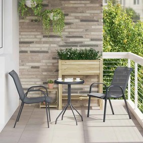 318778 vidaXL Стифиращи градински столове, 2 бр, сиви, тъкан textilene