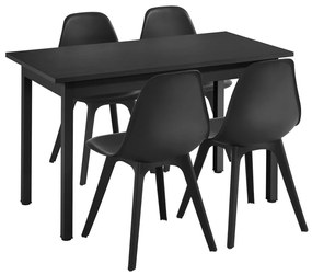 Комплект за трапезария маса и 4 стола,120cm x 60cm x 75cm, Черен