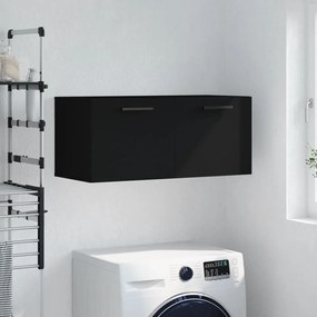 830101 vidaXL Стенен шкаф, черен, 80x36,5x35 см, инженерно дърво