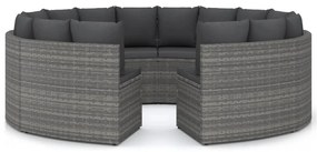 3064903 vidaXL Градински комплект с възглавници, 8 части, полиратан, сив