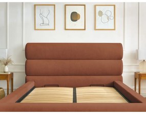 Оранжево тапицирано двойно легло с място за съхранение с решетка 180x200 cm Jagna - Bobochic Paris