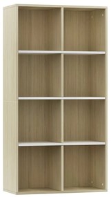 800158 vidaXL Библиотека/бюфет бяло и дъб сонома 66x30x130 см инженерно дърво