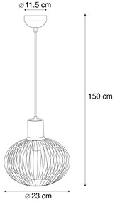 Moderne draad hanglamp zwart met beige 23cm - Gila