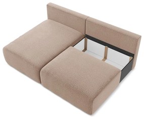 Светлокафяв разтегателен ъглов диван с място за съхранение (ляв ъгъл) Kalena – Makamii