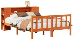 3321673 vidaXL Легло с етажерка за книги, без матрак, 160x200 см, бор масив
