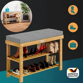 Пейка за обувки от акациево дърво със седалка 90 x 30 x 48 cm