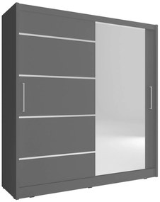 Гардероб Mazoo с плъзгащи врати-200 x 62 x 214 cm-сив