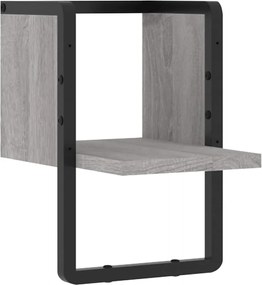 836276 vidaXL Стенен рафт с шина, сив сонома, 20x25x30 см